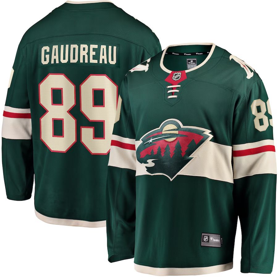 Men Minnesota Wild #89 Frederick Gaudreau Fanatics Branded Green Home Breakaway Player NHL Jersey->women nhl jersey->Women Jersey